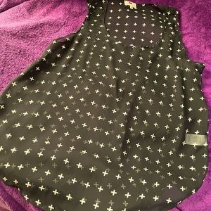 One Clothing Medium Sheer black tank top with white crosses.
